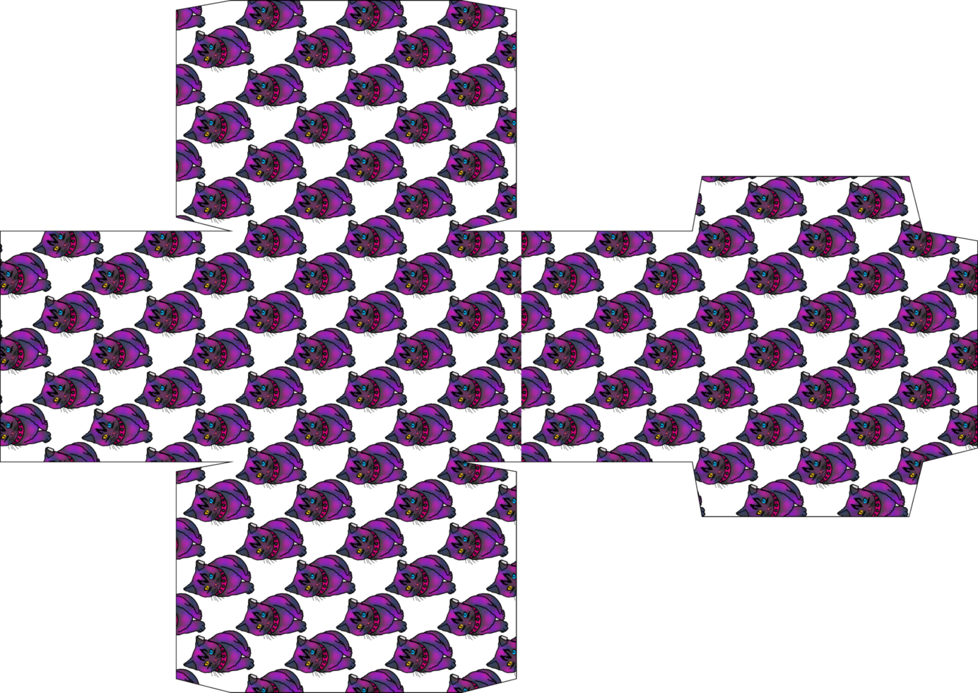 Modern Cat Print Gift Box png