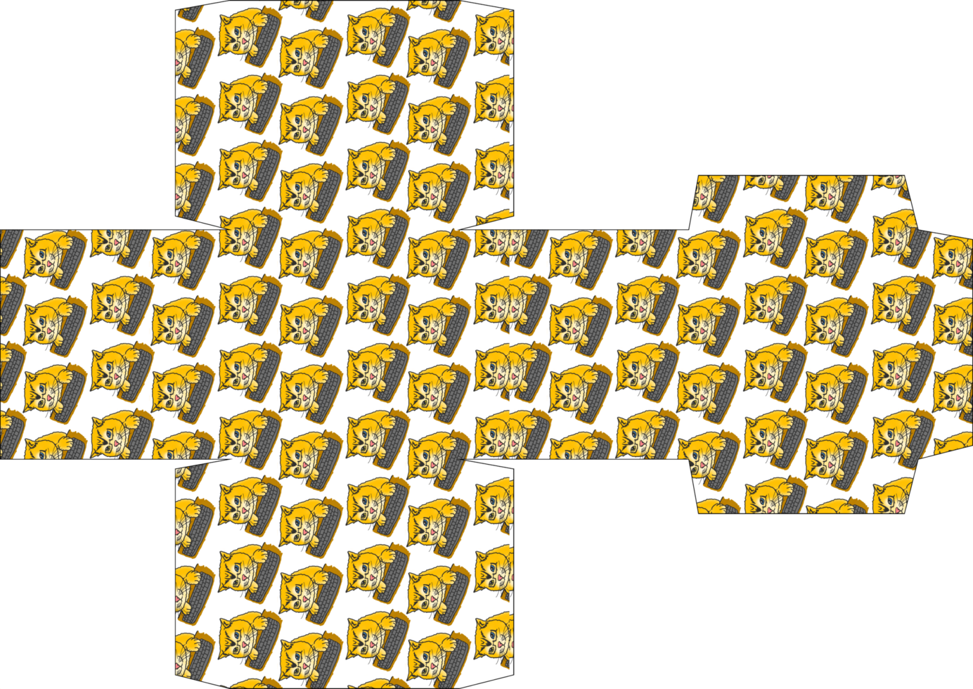 Kawaii Kitten-Themed Gift Box Design png