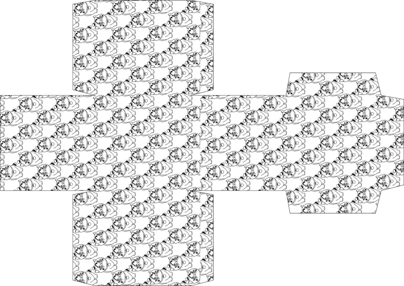 Playful Cat Patterned Gift Box png