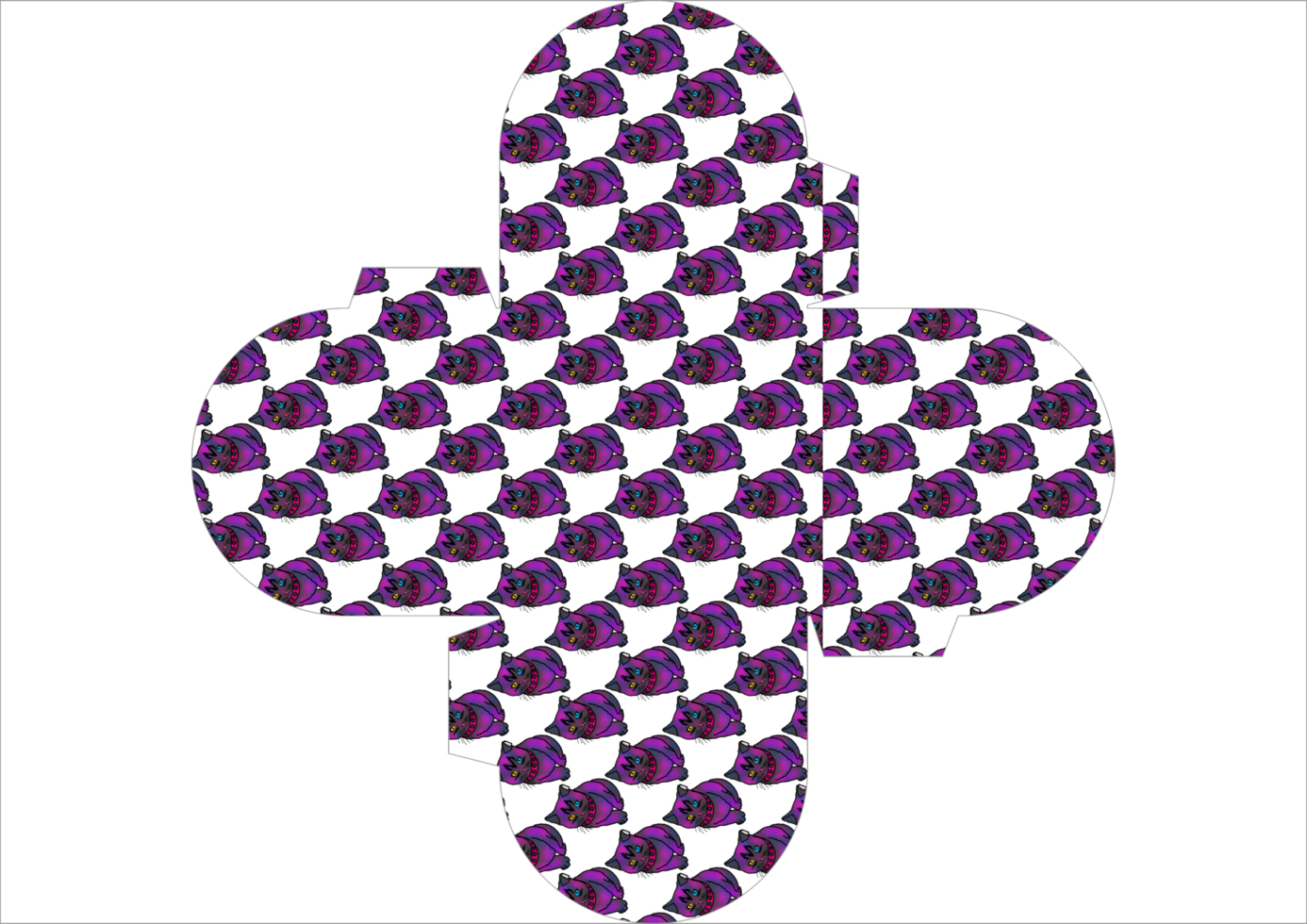 Cozy Kitten Patterned Gift Box png