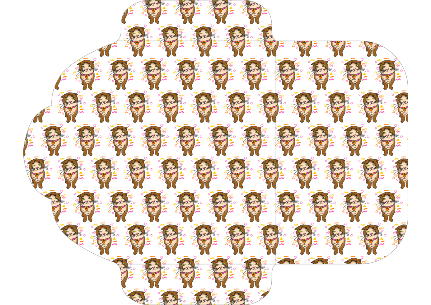 Cute Cat Pattern Envelope Design on Craft Paper png