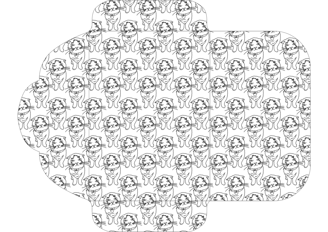 Adorable Hand-Drawn Cat Print Craft Envelope png
