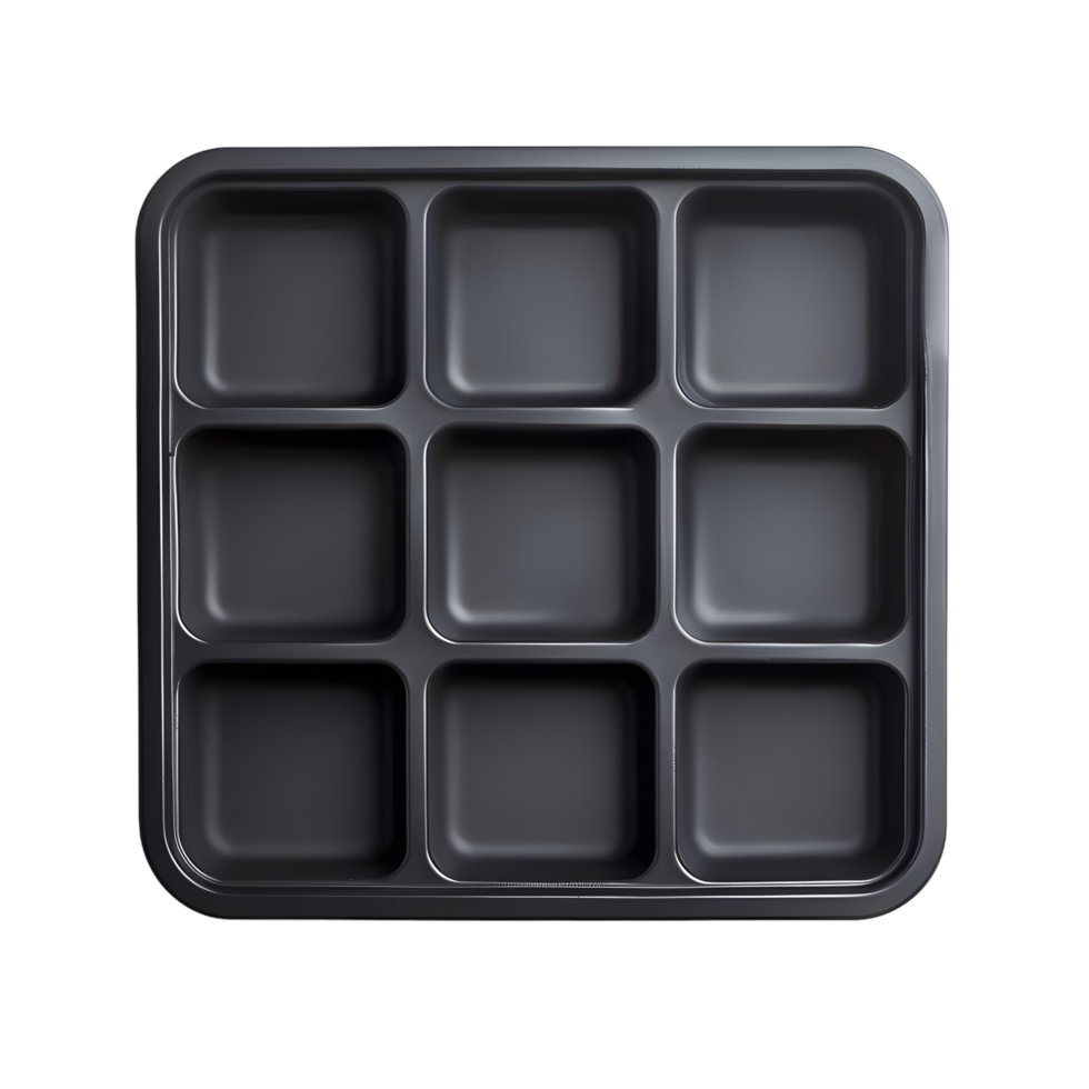 Black Square Silicone Ice Cube Tray Isolated on Transparent Background png