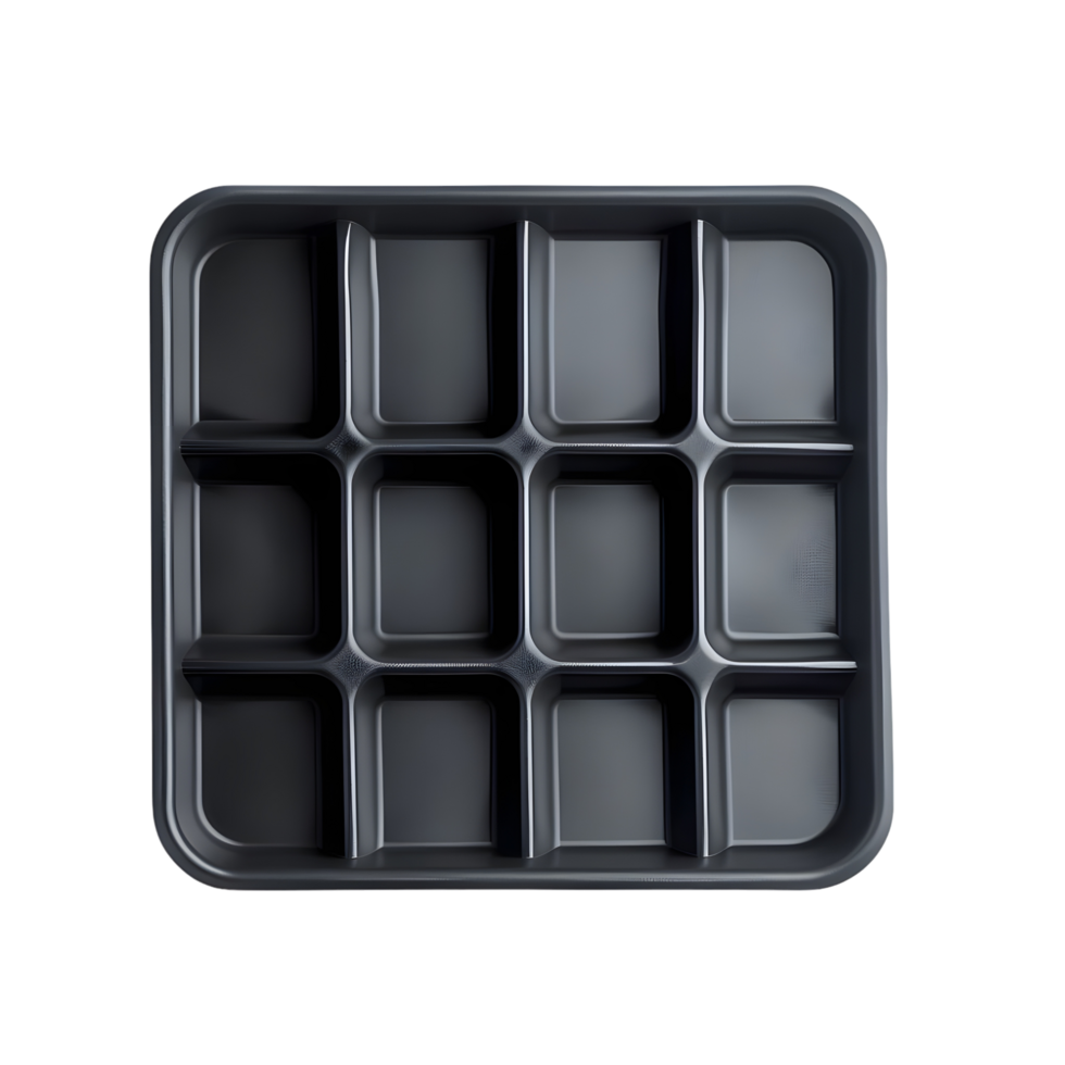 Dark Silicone Ice Tray with Square Molds Isolated on Transparent Background png