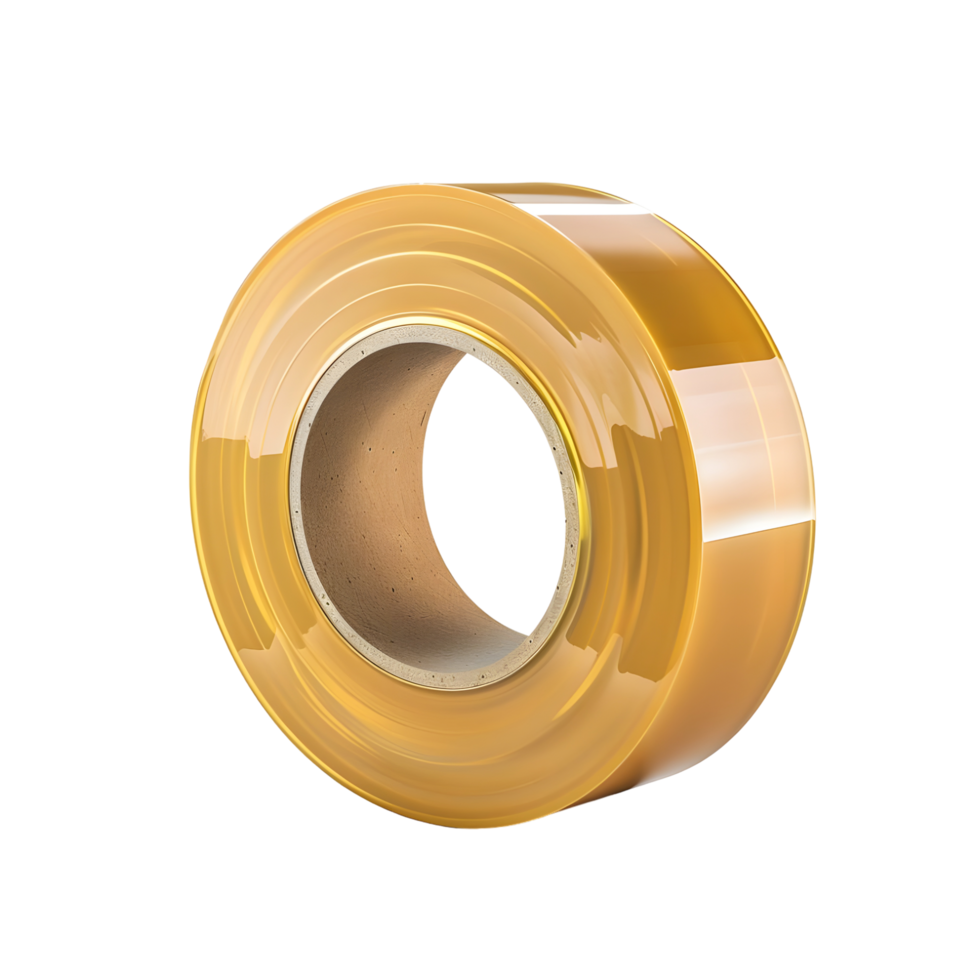 Glossy Gold Roll of Sticky Tape Isolated on Transparent Background png