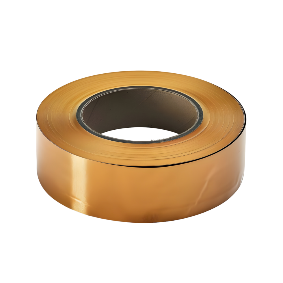 Shiny Gold Adhesive Tape Roll Isolated on Transparent Background png