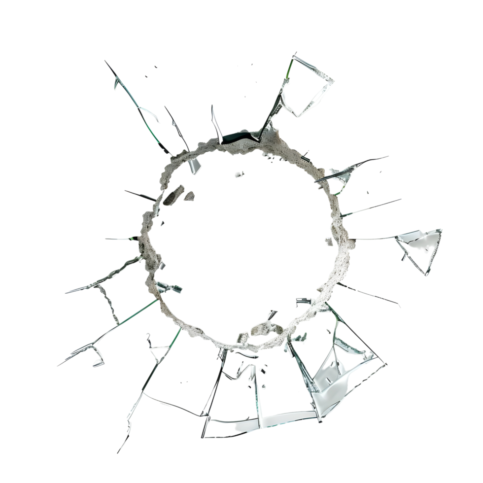 Broken Glass with Sharp Cracks Isolated on Transparent Background png