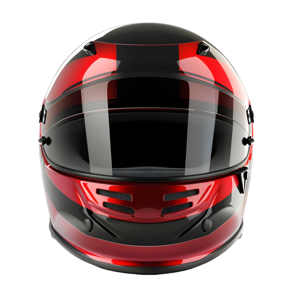Glossy Black and Red Motorcycle Helmet Isolated on Transparent Background png
