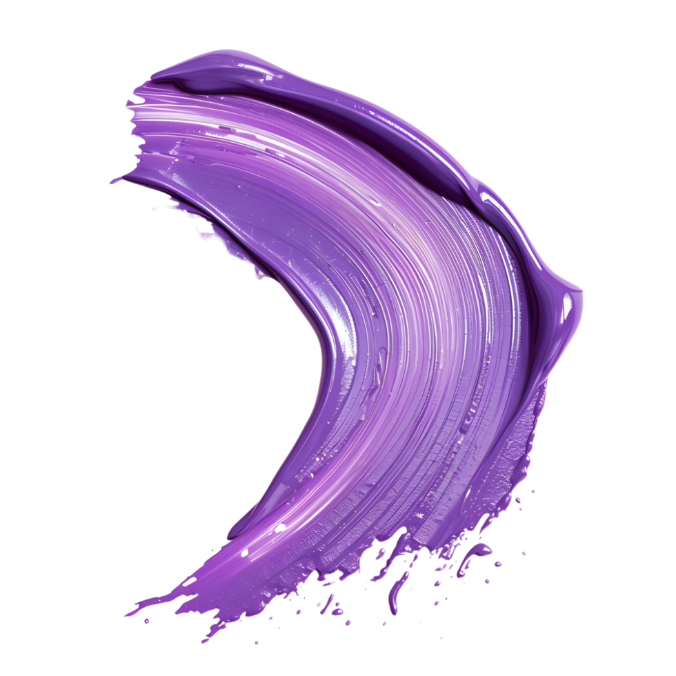Abstract Purple Paint Stroke with Smooth Texture Isolated on Transparent Background png