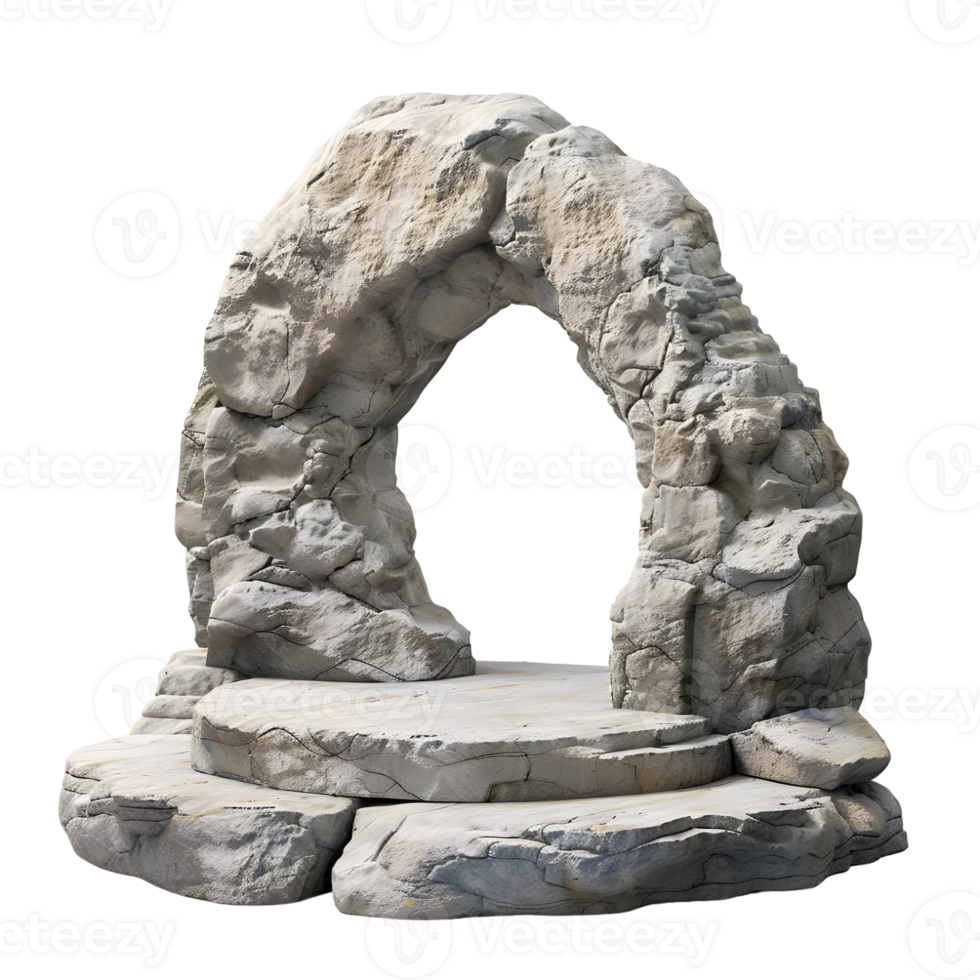 Rock Formation with Hollow Arch in Center Isolated on Transparent Background png