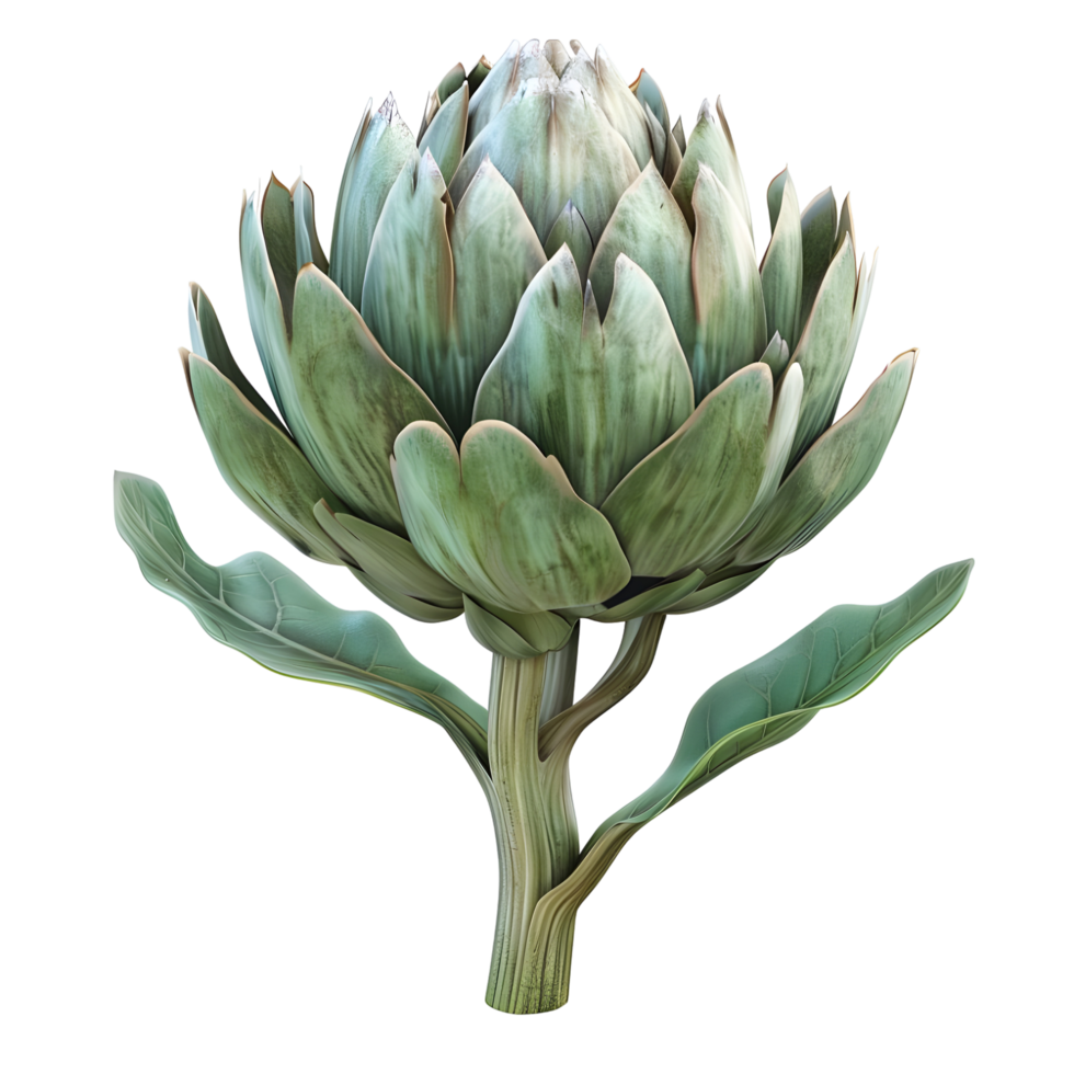 Whole Artichoke with Natural Texture Isolated on Transparent Background png