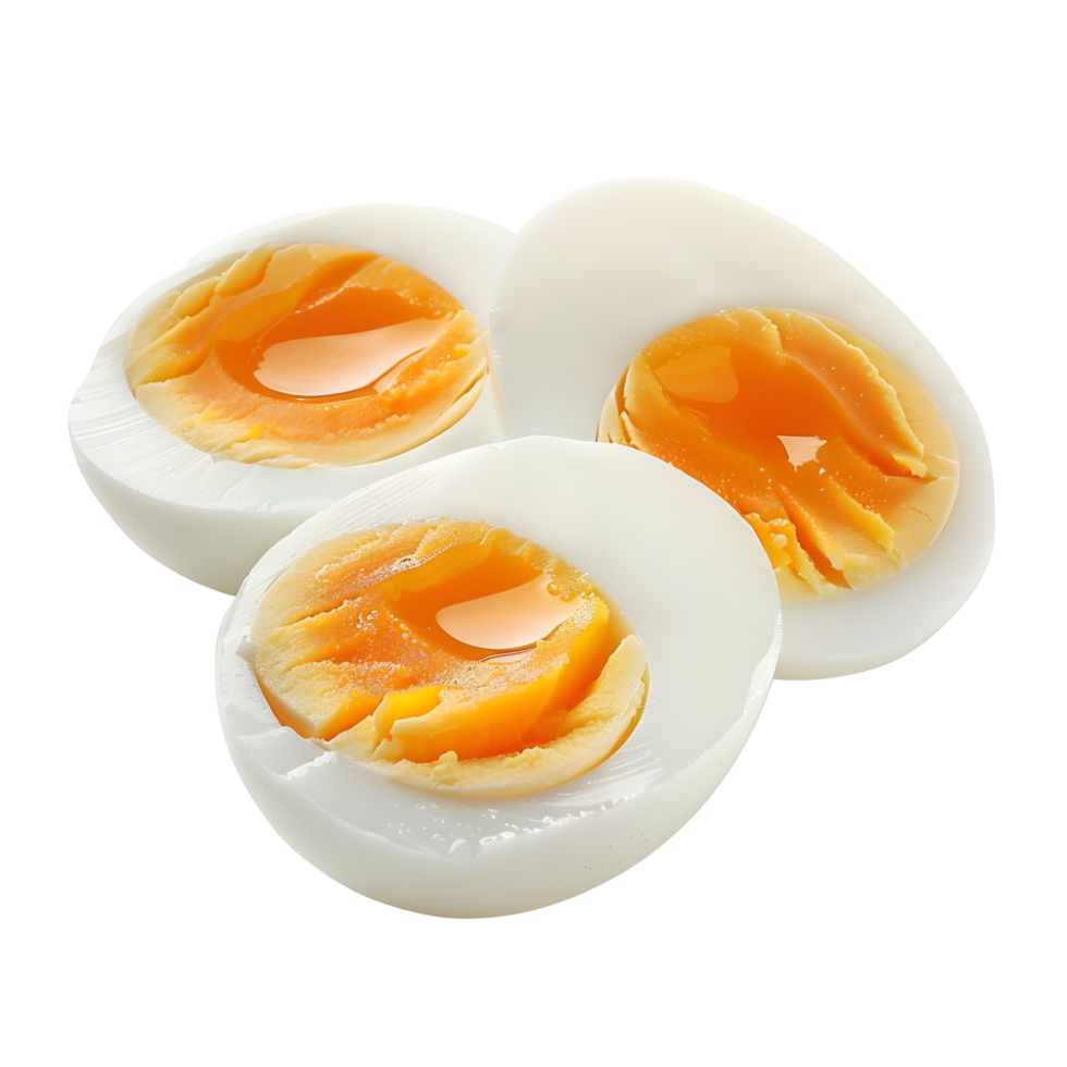 Plate of Sliced Boiled Eggs Isolated on Transparent Background png