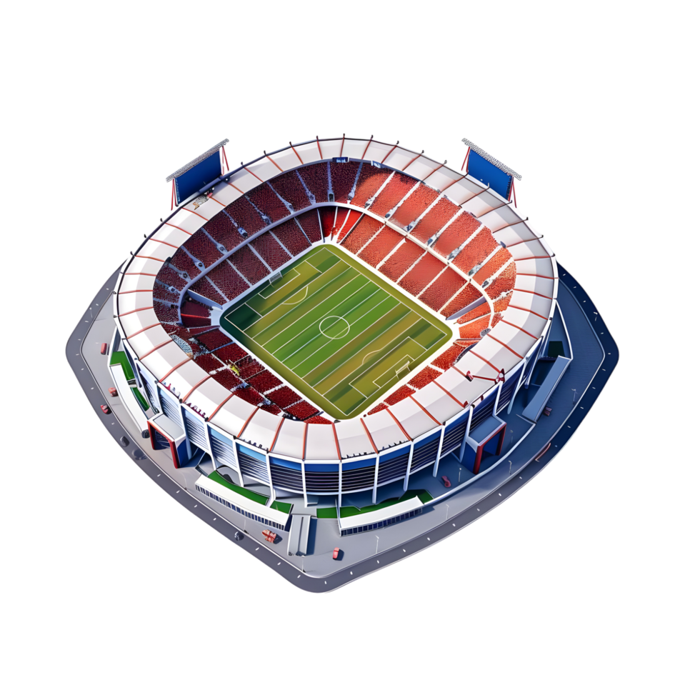 Large Stadium with Green Field Isolated on Transparent Background png