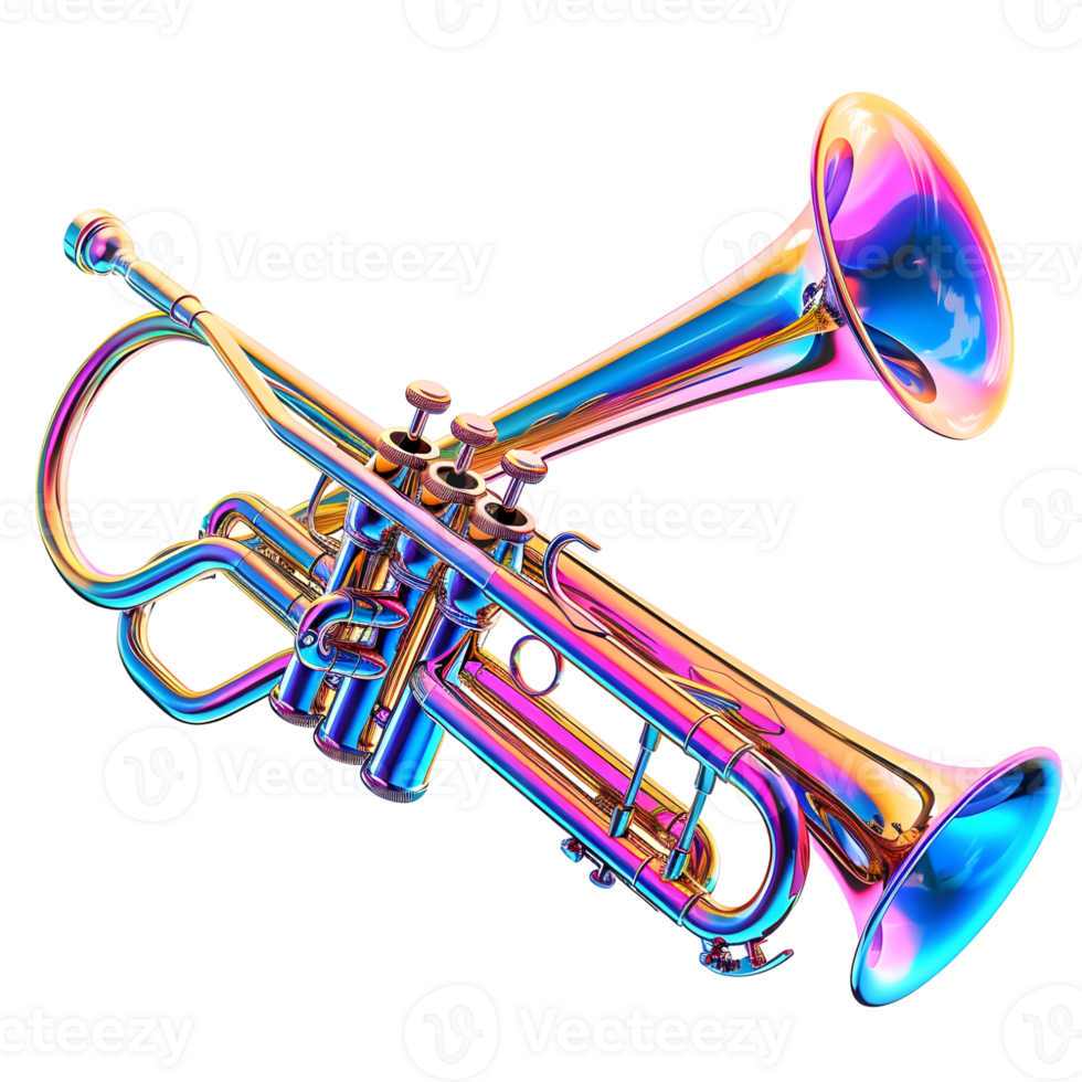 Rainbow-Colored Saxophone Isolated on Transparent Background png