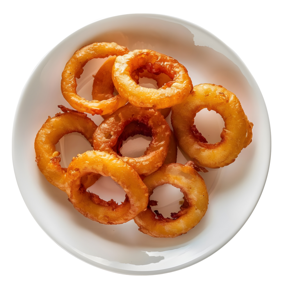 Onion Rings on Plate Isolated on Transparent Background png