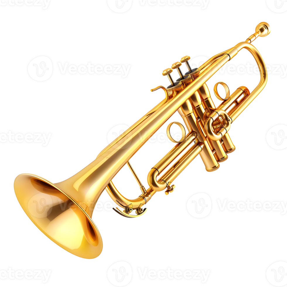 Shiny Golden Trumpet Isolated on Transparent Background png