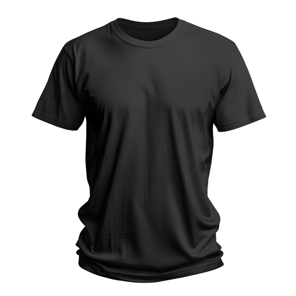 Black Crew Neck T-Shirt Back View Isolated on Transparent Background png