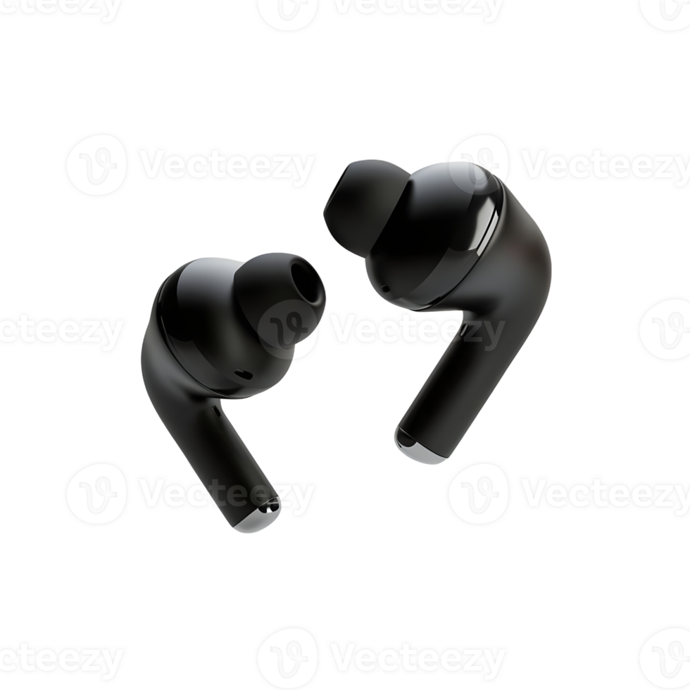 Ergonomic Wireless Earbuds Set in air Isolated on Transparent Background png