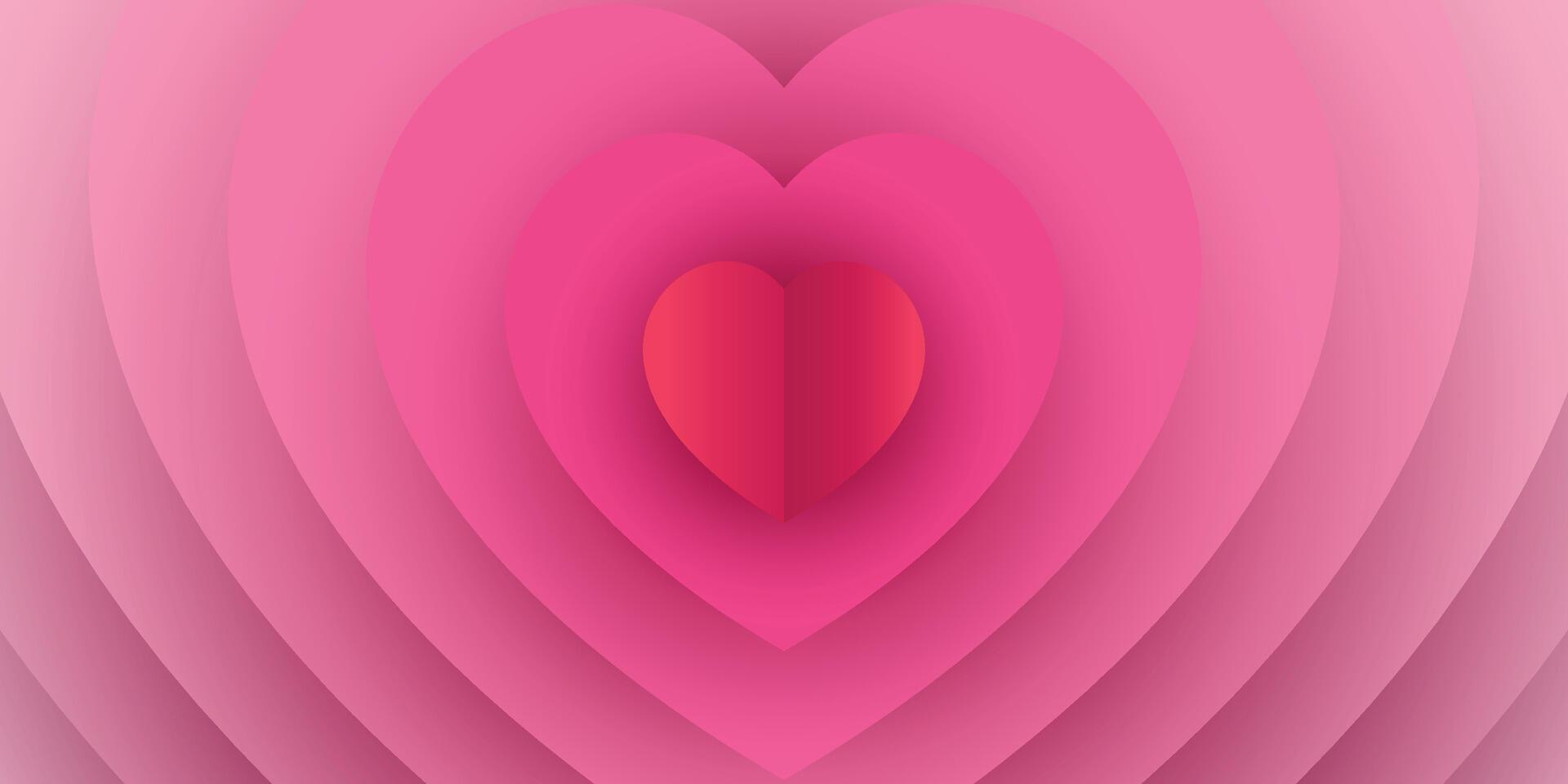 Creative concept of Happy Valentines Day web banner or header. Modern abstract art design with heart depth and shadow. Template for celebration, ads, branding, banner, cover, label, poster, sale vector