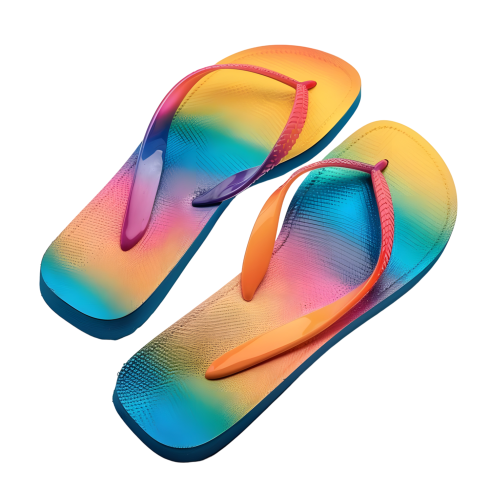 Rainbow Striped Flip-Flops with Comfortable Strap Isolated on Transparent Background png