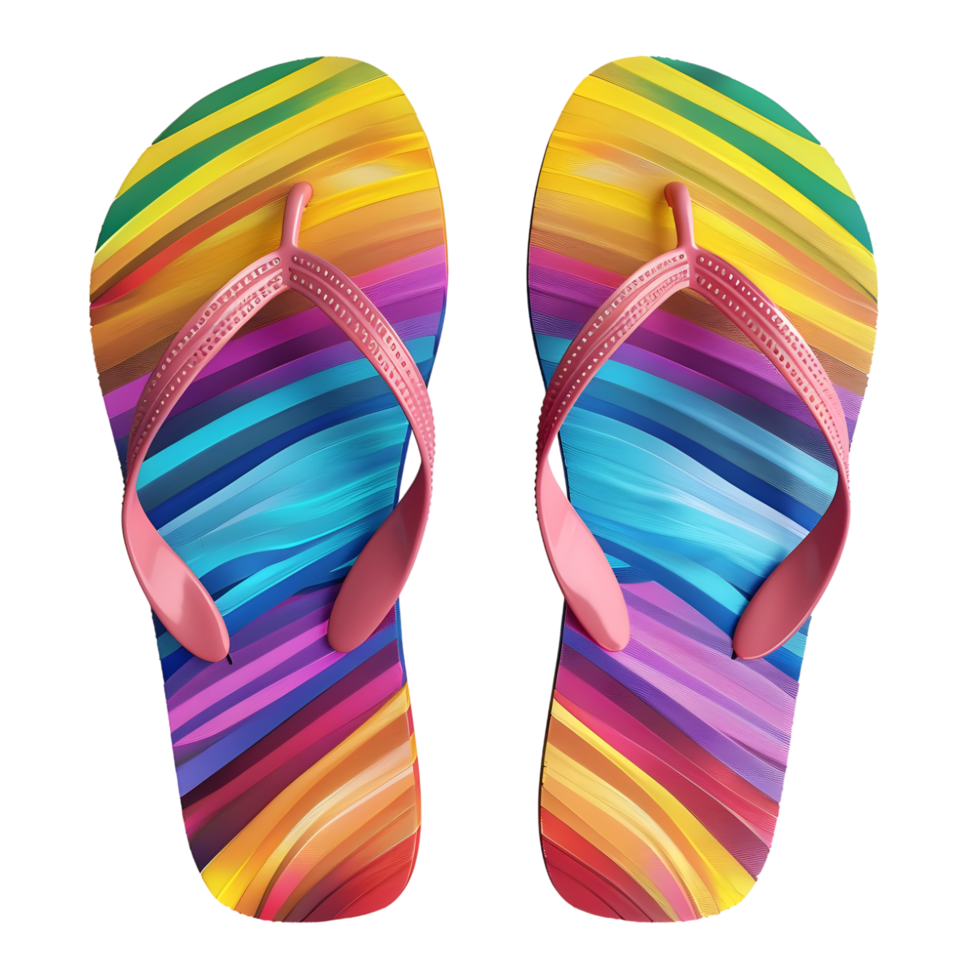 Patterned Flip-Flops with Arch Support Isolated on Transparent Background png