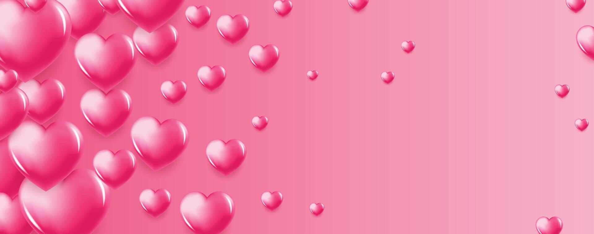 Valentine day sale background, heats flying on the sky, art style. vector