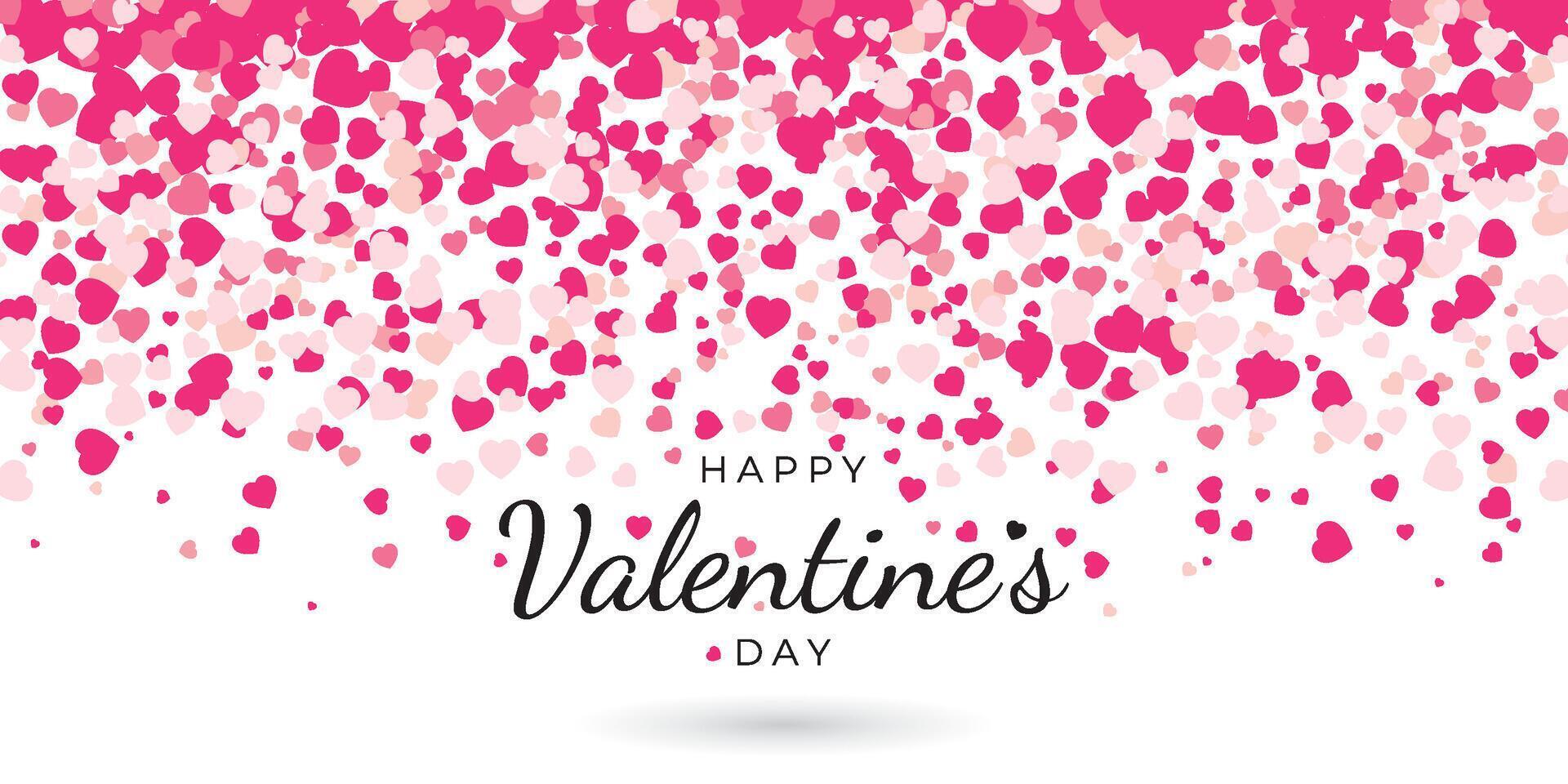 Pink falling hearts design background for Valentines Day. Valentine's day background vector