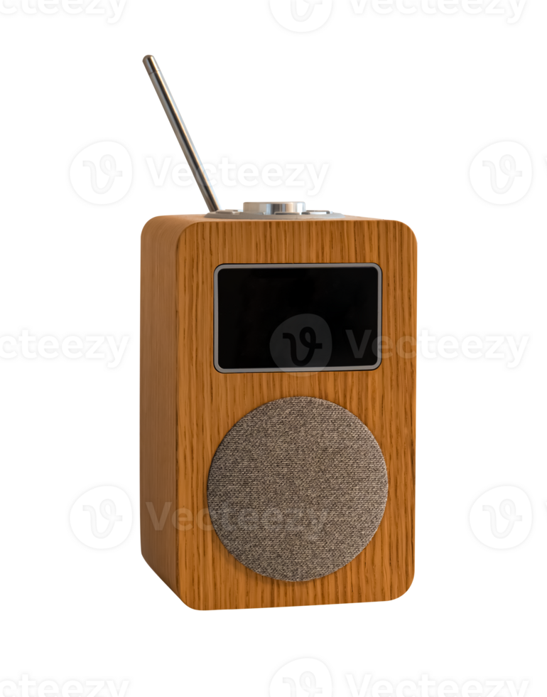 Portable radio receiver with alarm, amplifier isolated on background,Simple generic digital an analog home radio with AM,FM bands.Modern radio product,Internet technology broadcasts radio png