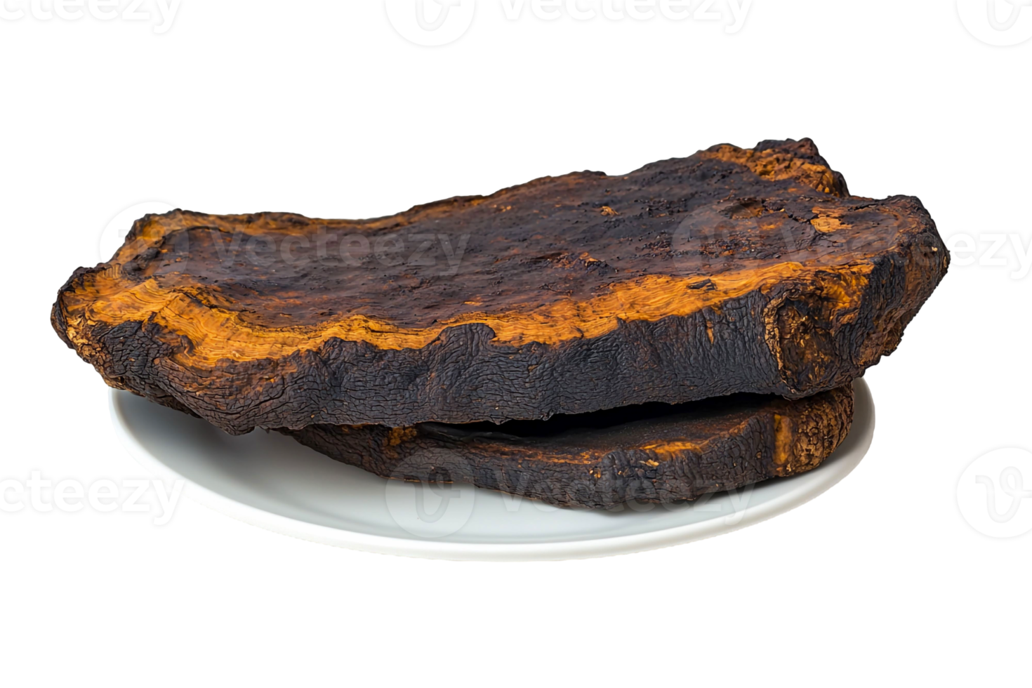 Chaga Mushroom Chunk on a Dish png