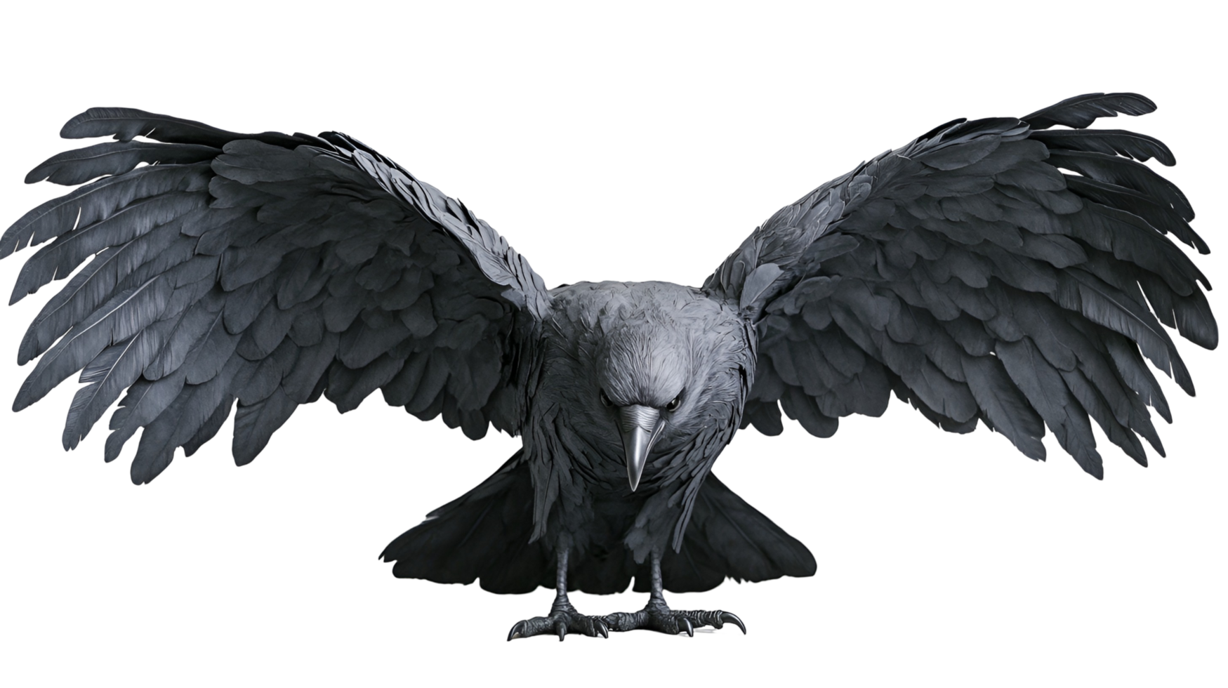A crow with its wings spread out No background png