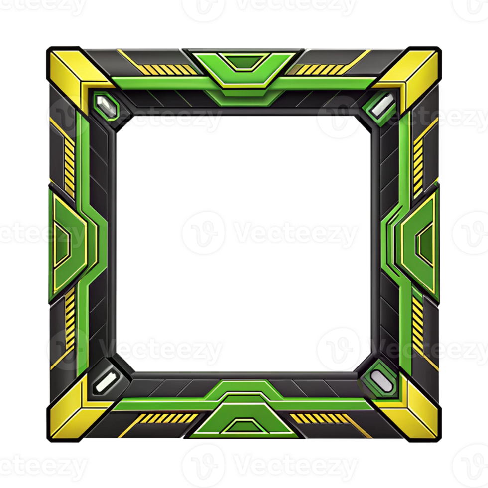 Impressive Black Green and Yellow Frame Featuring Modern Shapes and Accents Ideal for Displaying Memorable Pictures with a Contemporary Touch for Any Occasion png