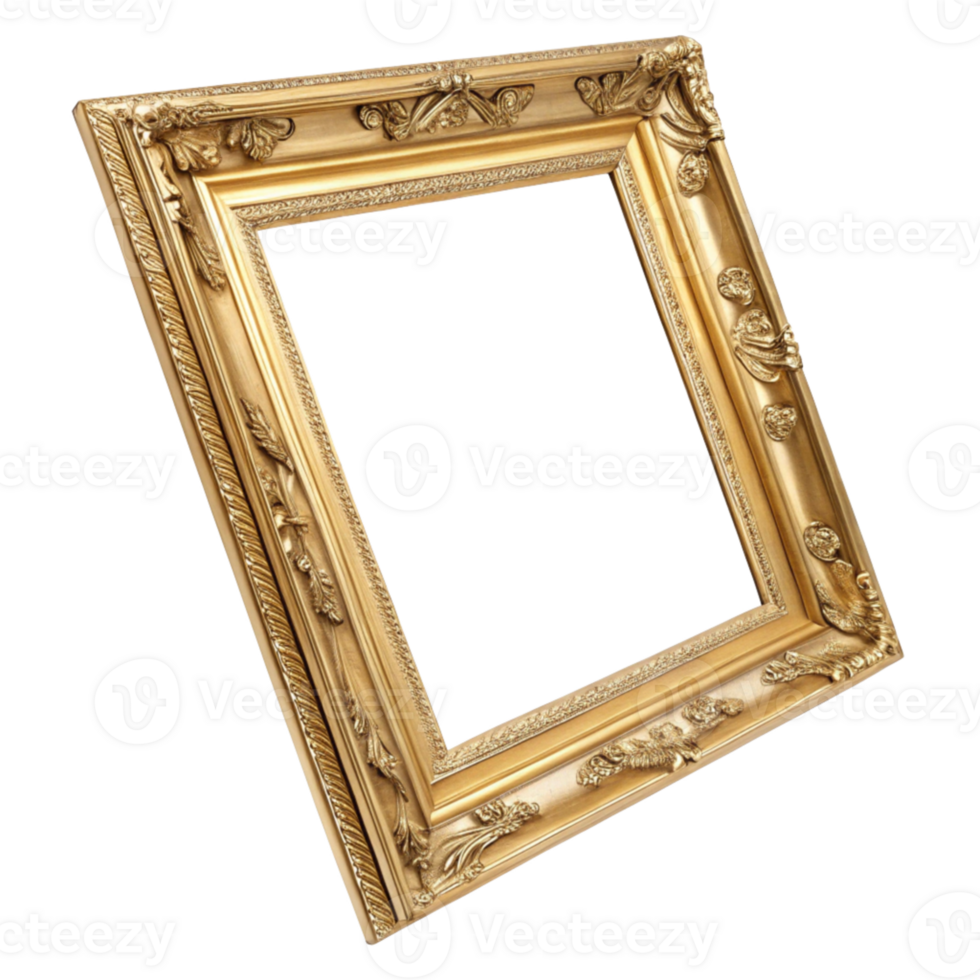 Elegant Golden Frame with Decorative Flourishes Offering a Grand Touch to Your Photos While Enhancing the Aesthetic Appeal of Any Room in Your Home png