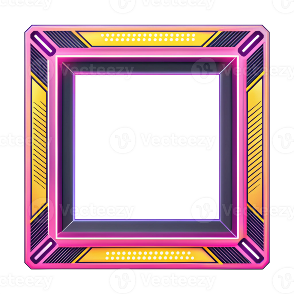 Vibrant Neon Colored Picture Frame with Unique Patterns Perfect for Showcasing Your Favorite Photos in a Creative and Stylish Way at Any Event png