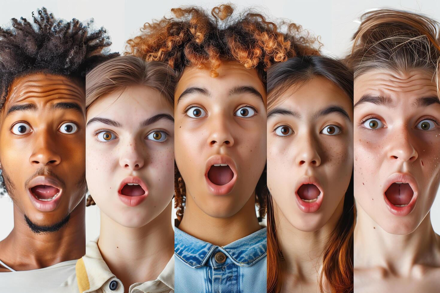 A group of people with their mouths open photo