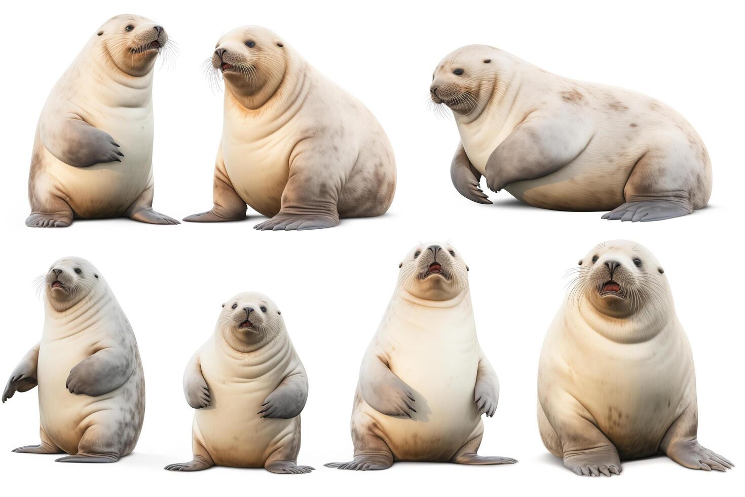 A set of different types of seals on a white background photo