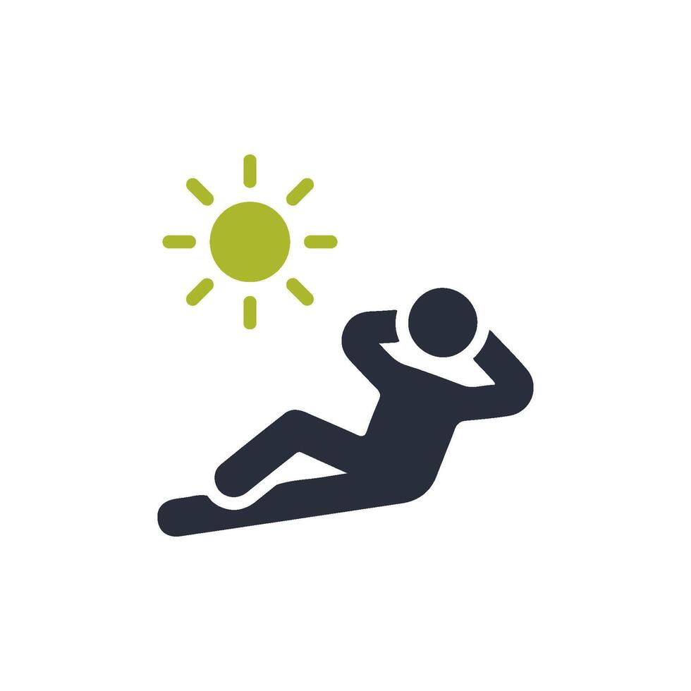 This is a simple yet modern icon that elegantly depicts the essence of relaxation by the sun. It is ideal for themes centered around spa, wellness, and leisurerelated activities and experiences vector