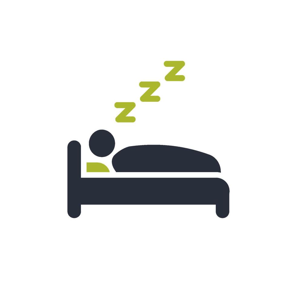 This stylish icon illustrates relaxation with a serene person sleeping on a cozy bed, symbolizing spa, wellness, and tranquility, embodying calmness and comfort in an inviting future vector
