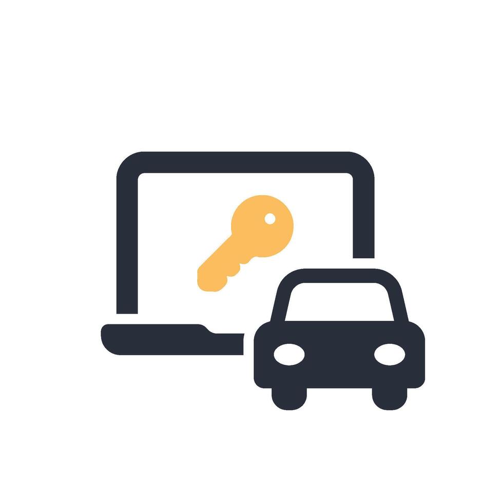 This icon represents the concept of ondemand car access via digital keys on your laptop, highlighting the progression of vehicle management in our increasingly technologydriven and innovative world vector
