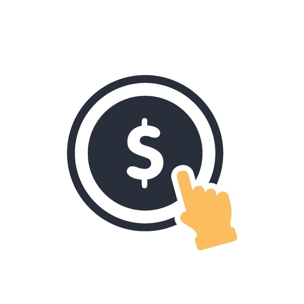 This solid icon effectively represents an innovative interactive clicktopay feature, symbolically illustrating digital transactions and instant payments specifically for ondemand services vector