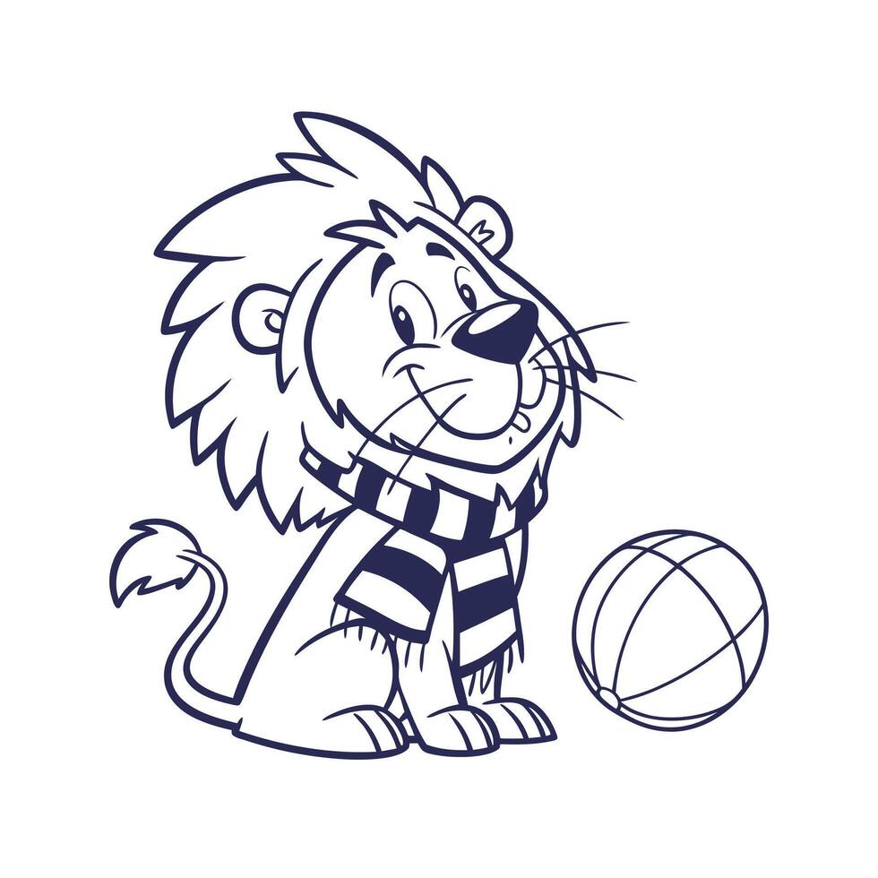 Brave Lion Restoring Nature in Fun. vector