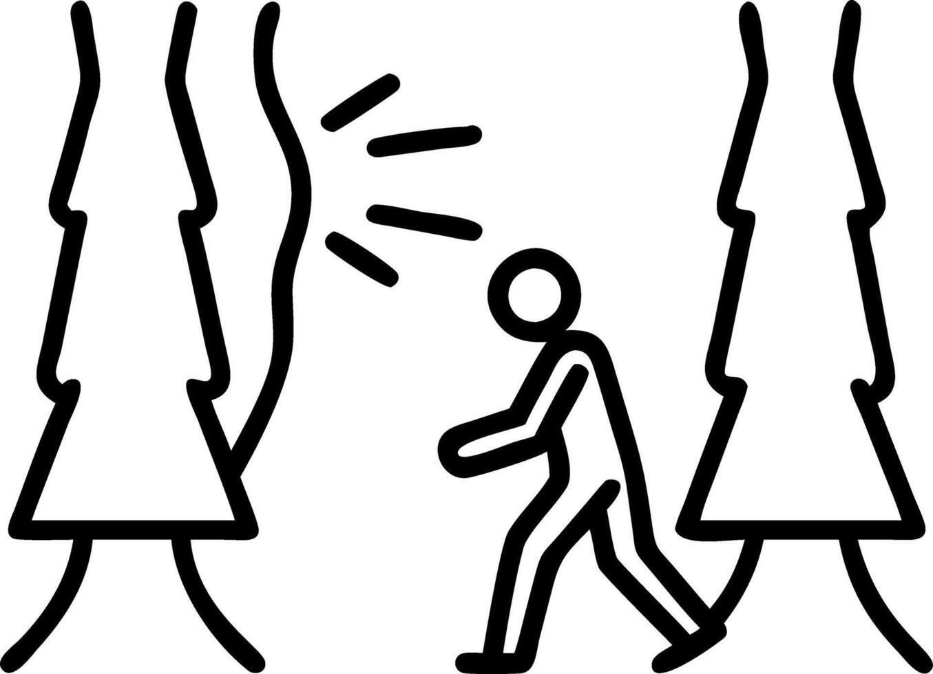 Wanderer edges moss pillars bark scent drifts nostrils chest expands mild hum guides silent steps vector
