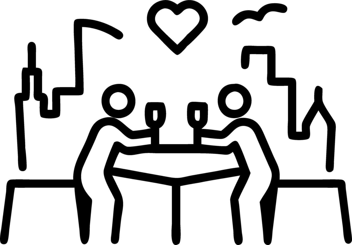 valentine rooftop dinner vector