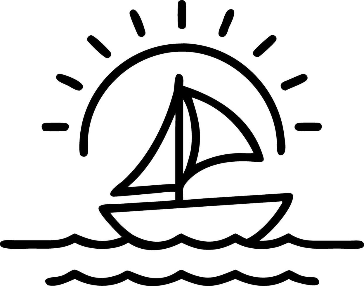 seascape and sunset and sailing vector