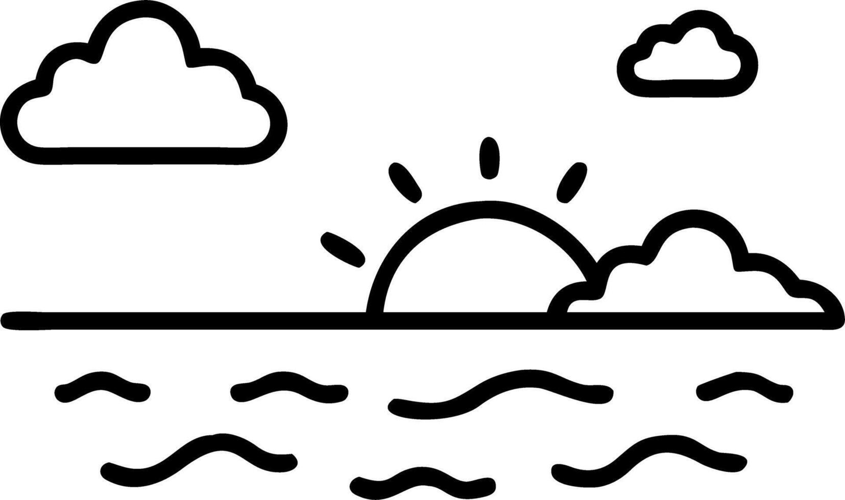 seascape and beach and clouds vector