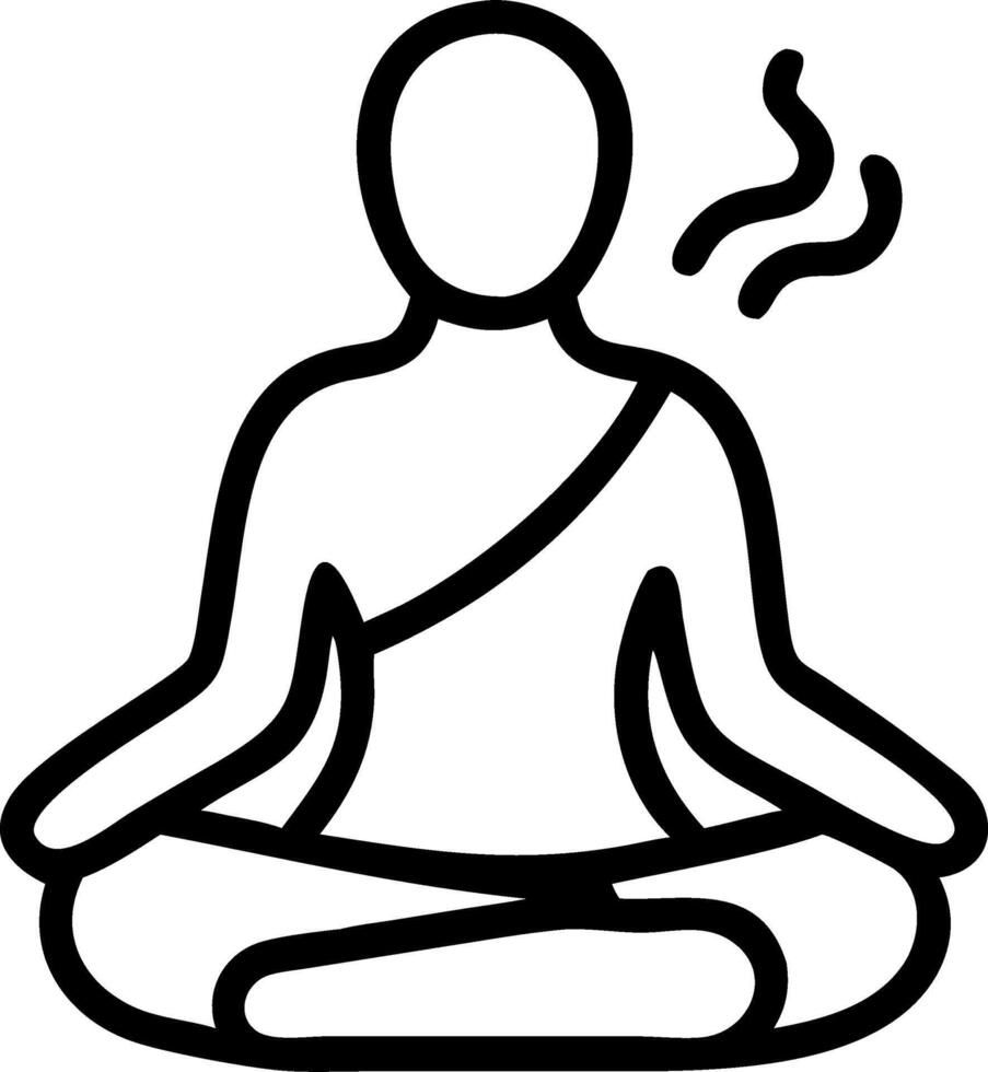 Monk settles moss patch spine straight slow exhale vapor plumes mind clears gentle pulse steadies vector