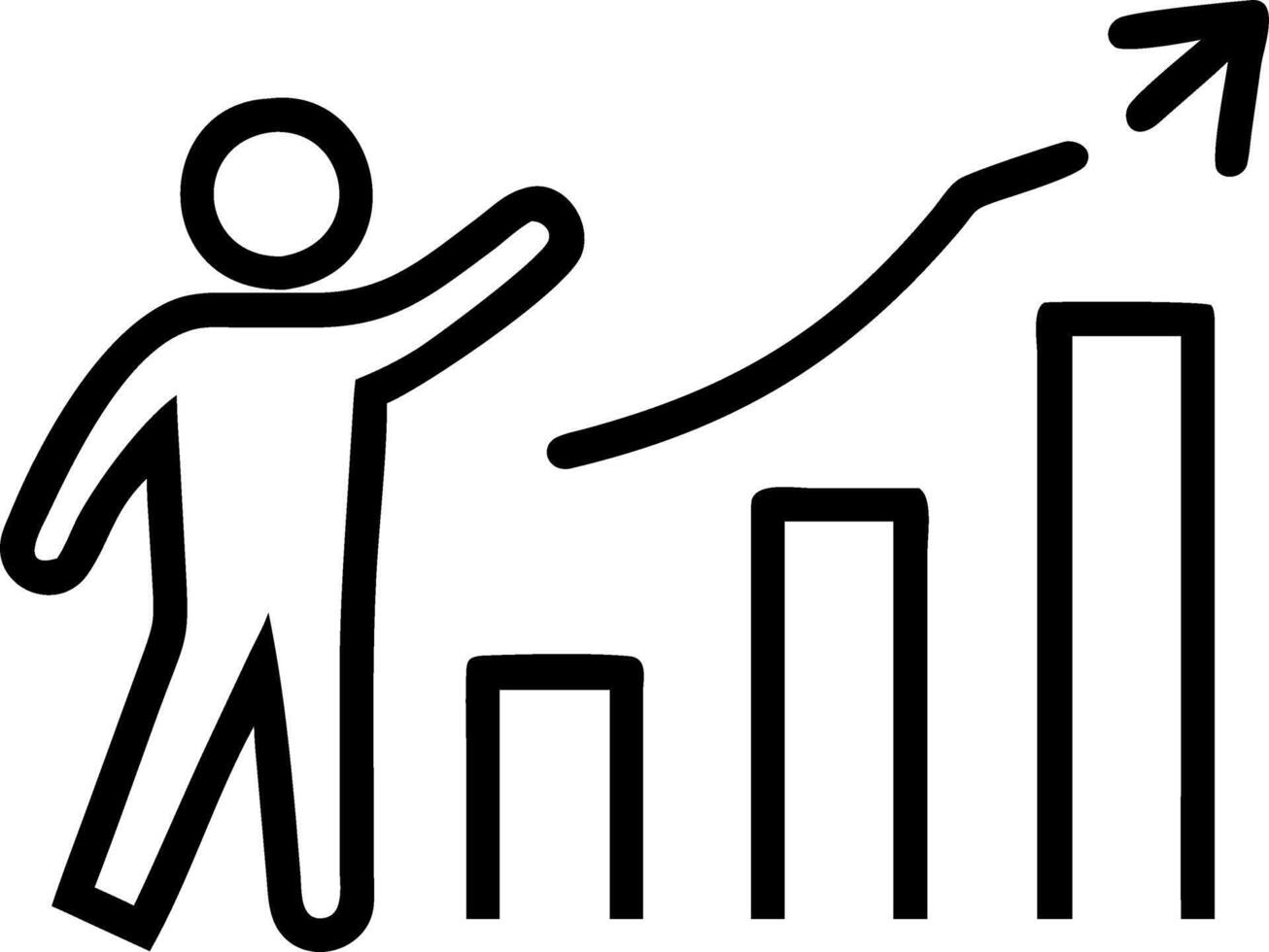 Leader scans growth metric sheet pastel bars sway chest loosens calm current weaves stable pattern clarity grows vector