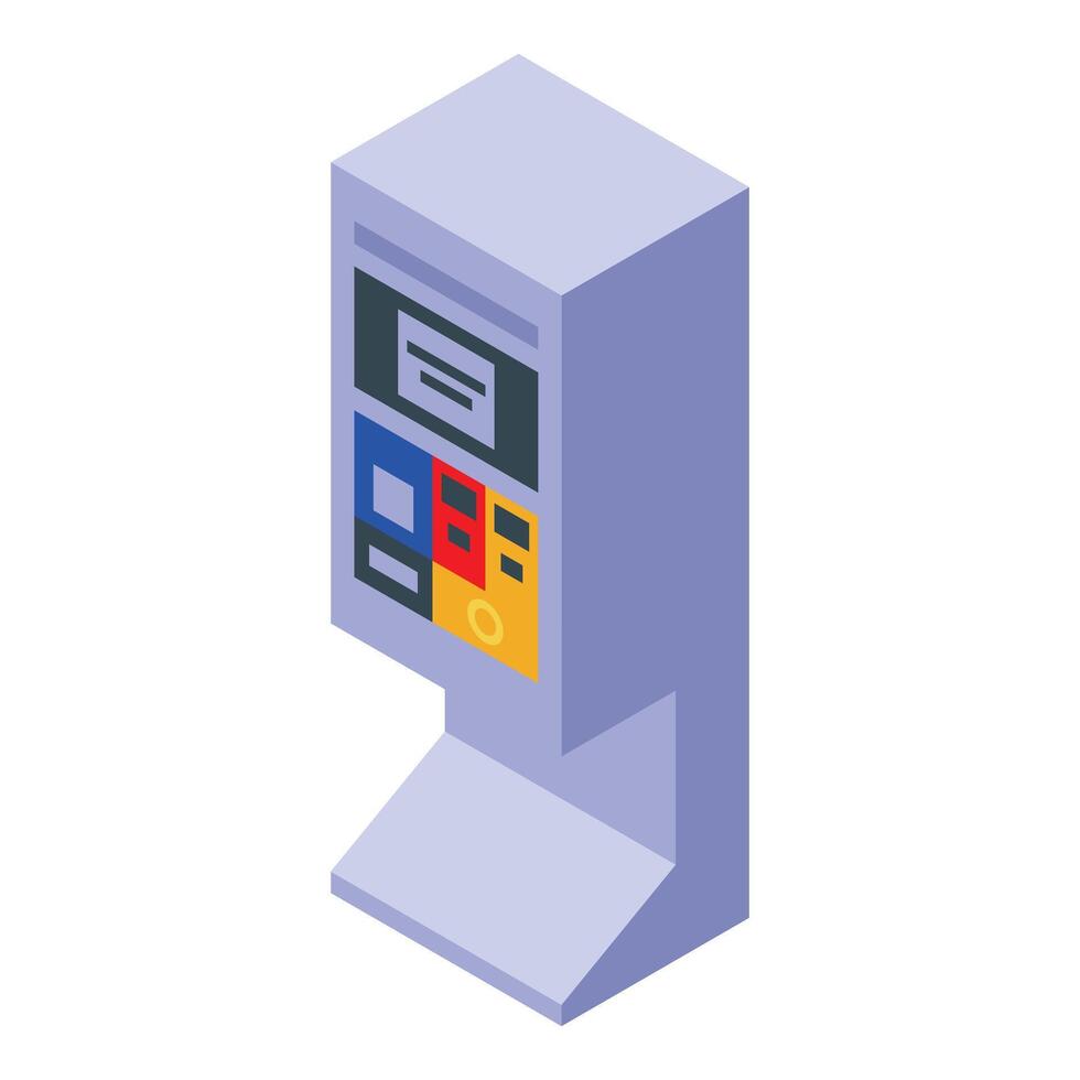 Modern payment terminal processing contactless transaction isometric view vector