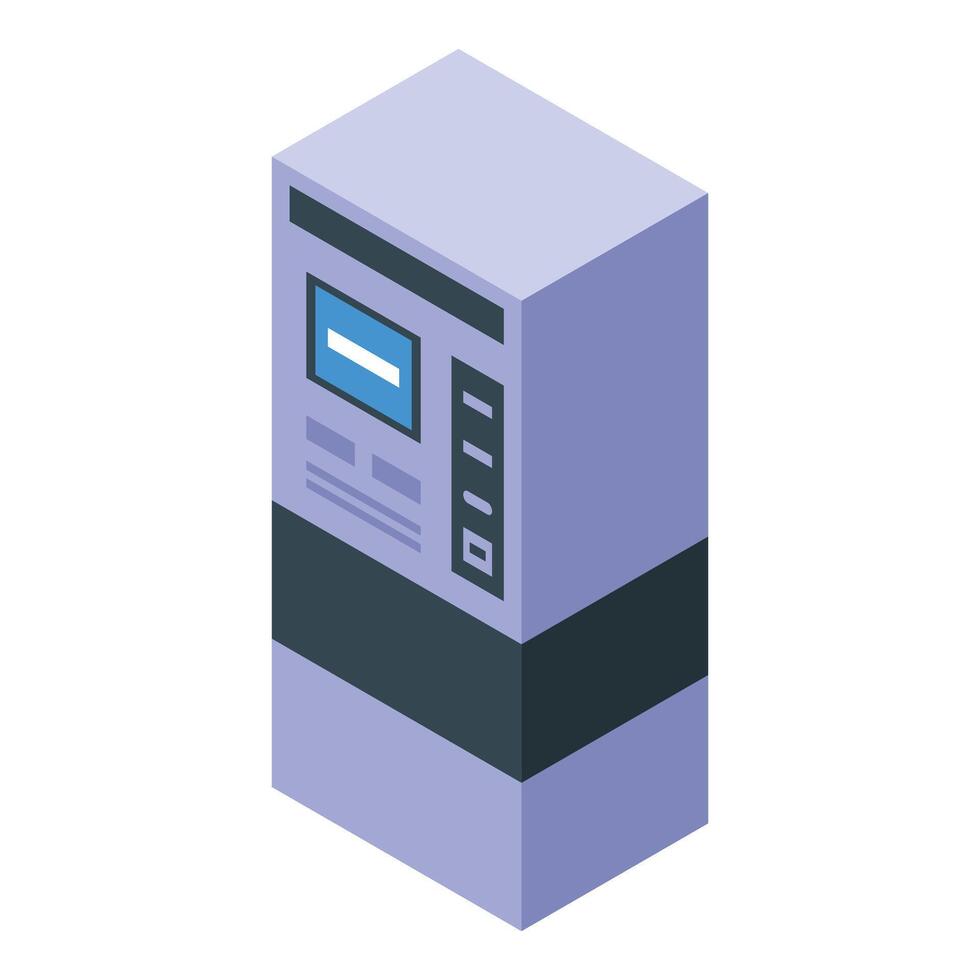 Modern atm machine providing secure financial transactions in isometric view vector