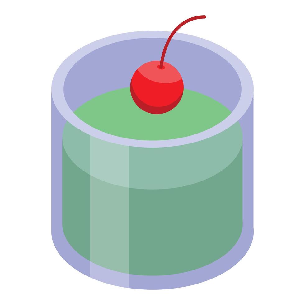 Green cocktail decorated with cherry in isometric view vector