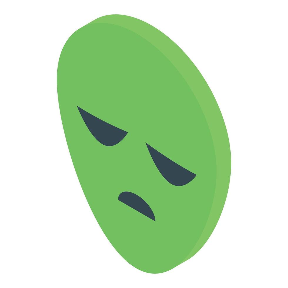 Sad green alien face showing displeasure vector